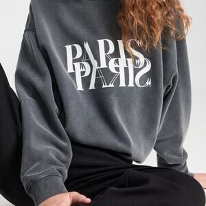 Anine Bing Jaci Paris Logo Sweatshirt Sz M